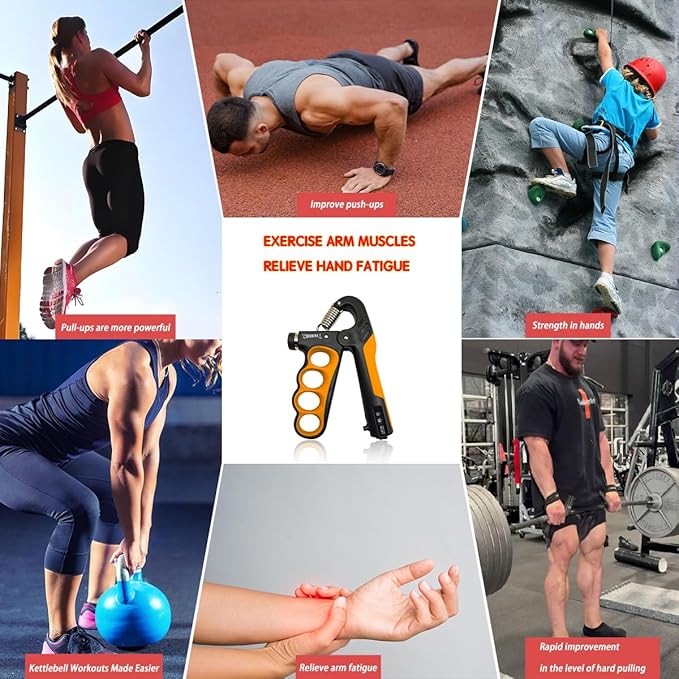 Grip Strength Trainer, Hand Grip Strengthener, Forearm Strengthener, Adjustable Resistance 11 Lbs - 220 Lbs, Ergonomic Design