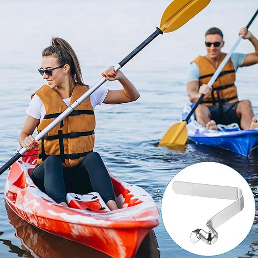 PATIKIL 8.3x8mm Kayak Paddle Snaps, 16 Pack Tent Pole Clips Steel V Shaped Single Pin Push Button Spring Clips Lock Tube Pole Clips for Camping Awning