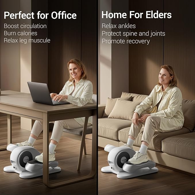 Under Desk Elliptical Machine, Ellipse Leg Exerciser for Seniors, Quiet & Portable Electric Seated Eclipse Exercise Training Machine with Remote, 12 Speeds & Mute Function, Manual & Auto Mode