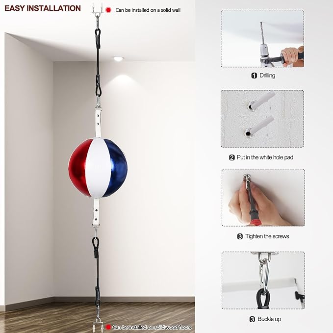 InnoLife Double End Punching Ball Striking Punching Bag Kit, Speed Striking Reflex Kit with Bungee Cords Perfect for Reaction, Agility, and Hand Eye Coordination Training