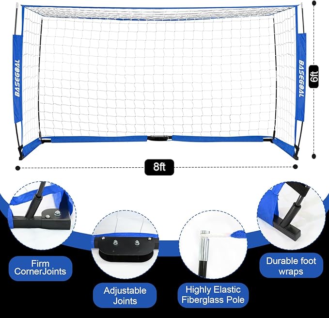 Soccer Goal,Soccer Net,Soccer Goals for Backyard,with Bow Frame,Collapsible Metal Base and Agility Ladder