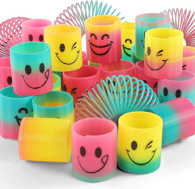 30 Pack Spring Rainbow Magic Fidget Stress Coil Mini Springs Bulk Toys for Party Favor Carnival Prize Birthday Goodie Bag Stuffers for Kids Boys Girls…