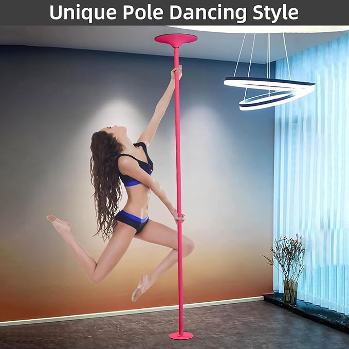 PRIOR FITNESS Premium Dance Pole Removable 45mm Spinning & Static Dancing Pole Heavy-Duty Steel Pole Dancing Pole, Adjustable Height Professional Grade Excellent for Home Exercise Club Gym