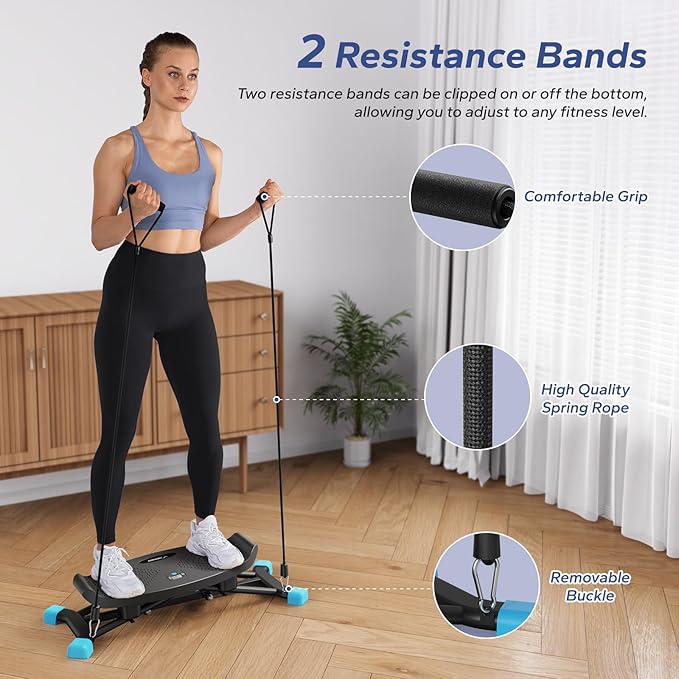 MERACH Balancing Machine for Full Body Workout, Sliding Ski Simulator with Resistance Bands, 300 LBS Loading Capacity Exercise Workout Equipment for Women(Black)