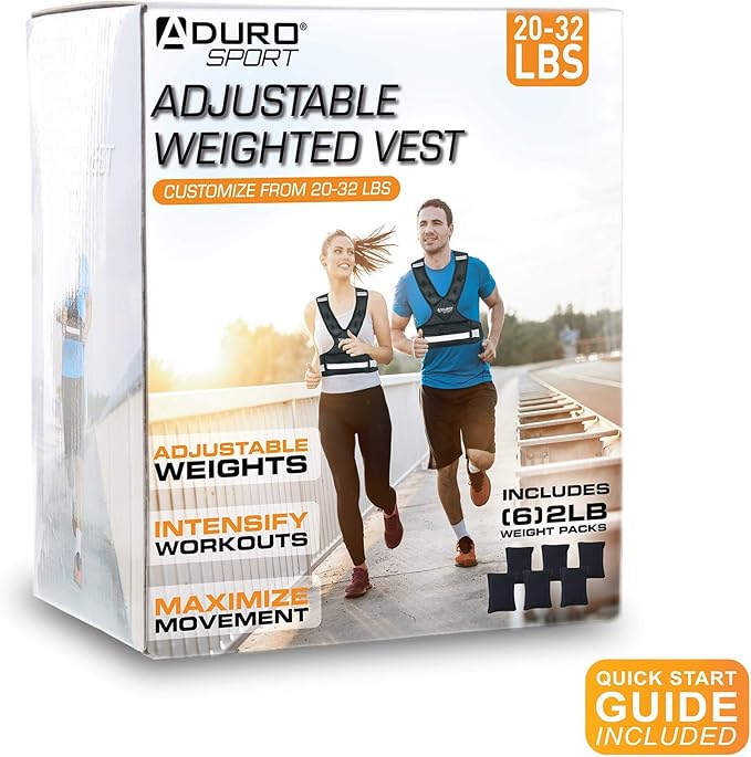 "Aduro Sport Adjustable Weighted Vest Workout Equipment, 4-10lbs/11-20lbs/20-32lbs/26-46lbs Body Weight Vest for Men, Women, Kids"