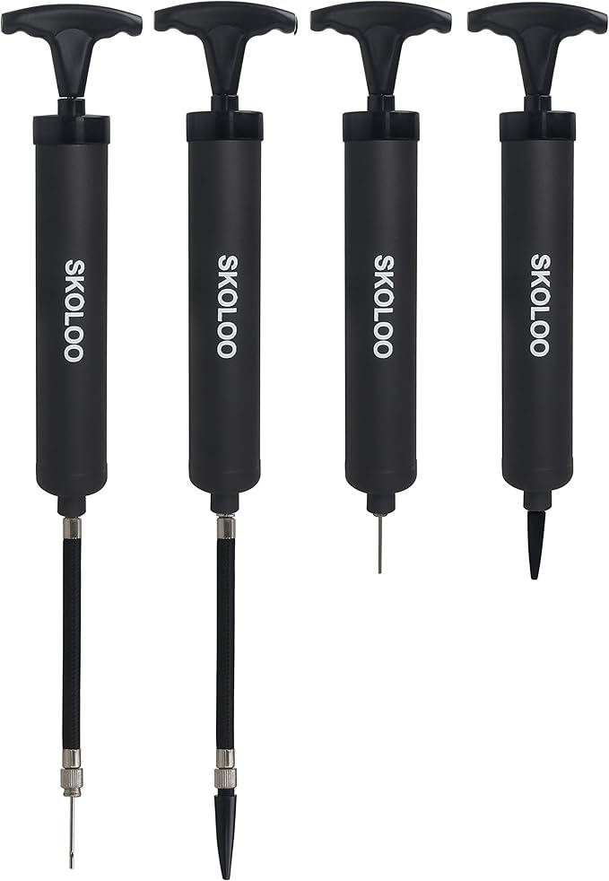 SKOLOO 10" Portable Hand Air Ball Pump Inflator Kit with Needle, Nozzle, Extension Hose for Soccer Basketball Football Volleyball Water Polo Rugby Exercise Sports Ball Balloon Swim Inflatables
