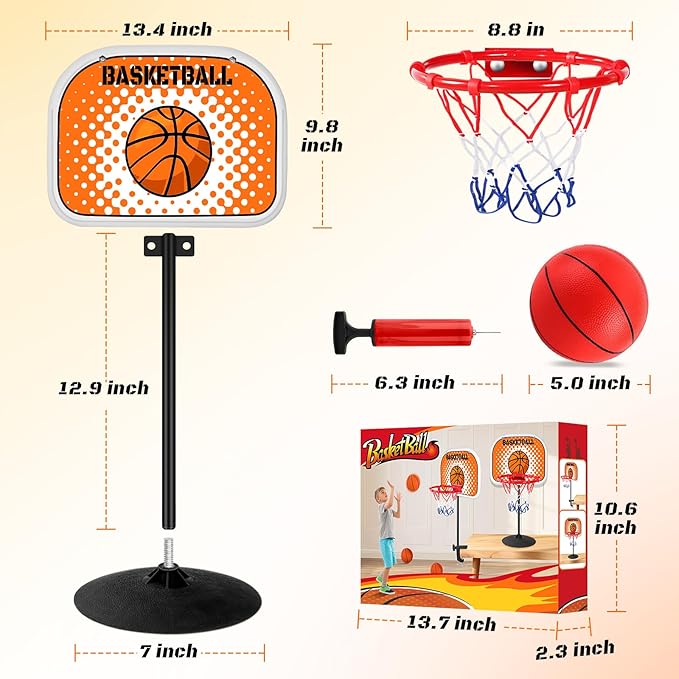 NZQXJXZ Mini Indoor Basketball Hoop, 2 in 1 Tabletop Basketball Hoop Set with Clips and Suction Cup with Two Balls, Mini Hoops for Desk Table Bed Office Bedroom Basketball Toys for Kids and Adults