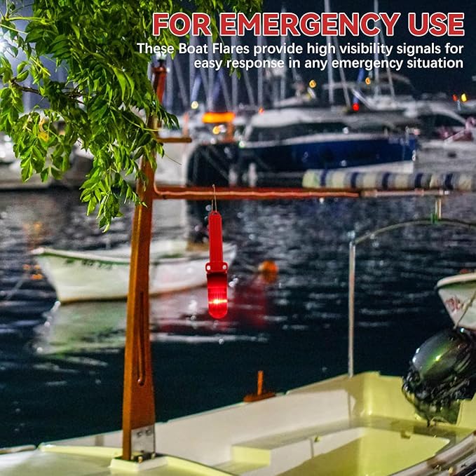 2PCS Boat Flares, Flares For Boating Coast Guard Approved, Waterproof Emergency For Boating Safety Kit, Fishing Nets, Buoys(Red)