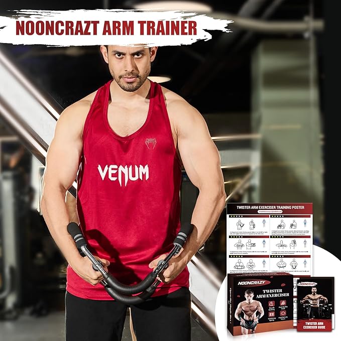 Twister Arm Trainer, Adjustable Twister Arm Chest Exerciser with 2/4 Spring & Training Poster for Men & Women, Detachable Power Twister Home Fitness Equipment for Enhancing Upper Body Muscle