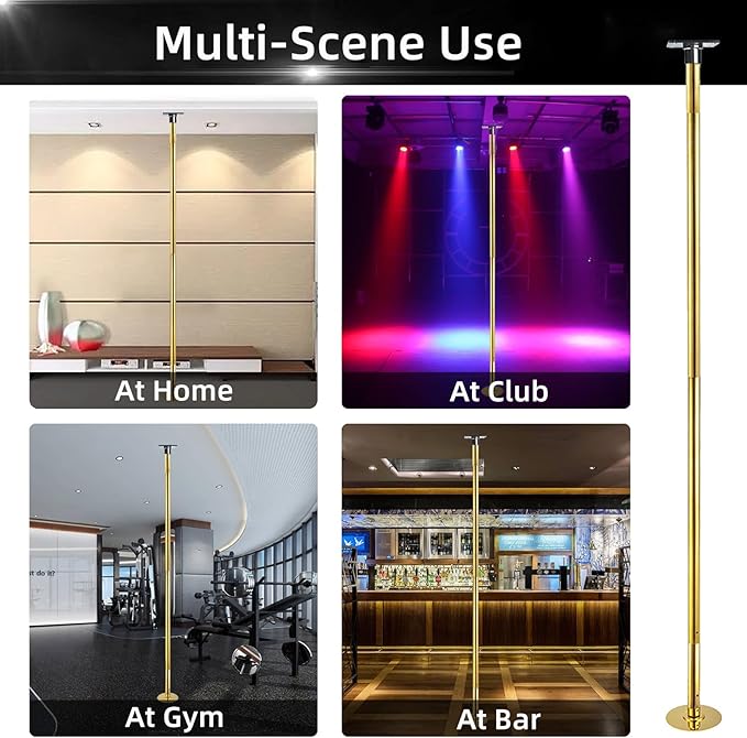 PRIOR FITNESS Permanent Fixed Dance Pole Kit, Professional 45mm Spinning & Static Dancing Pole Heavy-Duty Steel Pole Dance for Home, Adjustable Height Excellent for Home Exercise Studio Club Gym