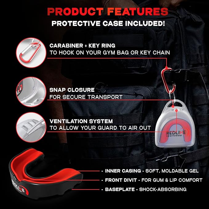Sports Mouth Guard for Boxing, Football, MMA, Wrestling, Muay Thai, Hockey & Lacrosse Custom Fit Mouthguard for Men, Women, Kids & Youth Case Included, Comfortable, BPA Free, Braces Compatible
