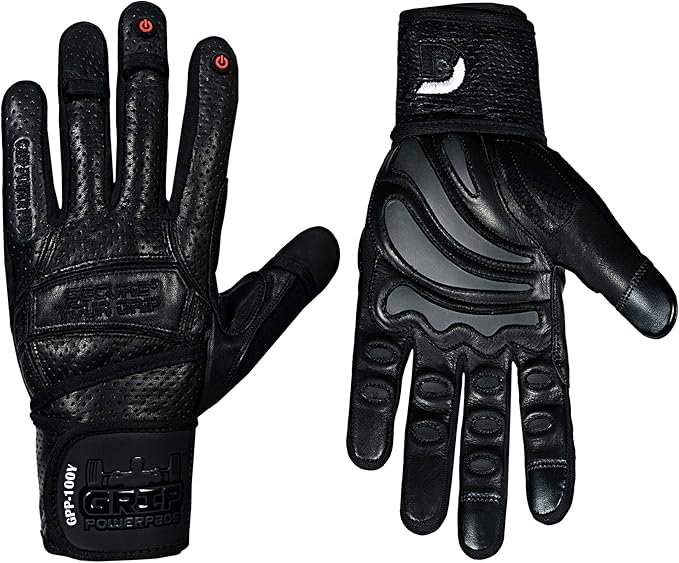Elite Leather Gym Gloves with Built in 2" Wide Wrist Wraps Grip & Design for Weightlifting Power Lifting Bodybuilding & Strength Training Workout Exercises, Size : Medium