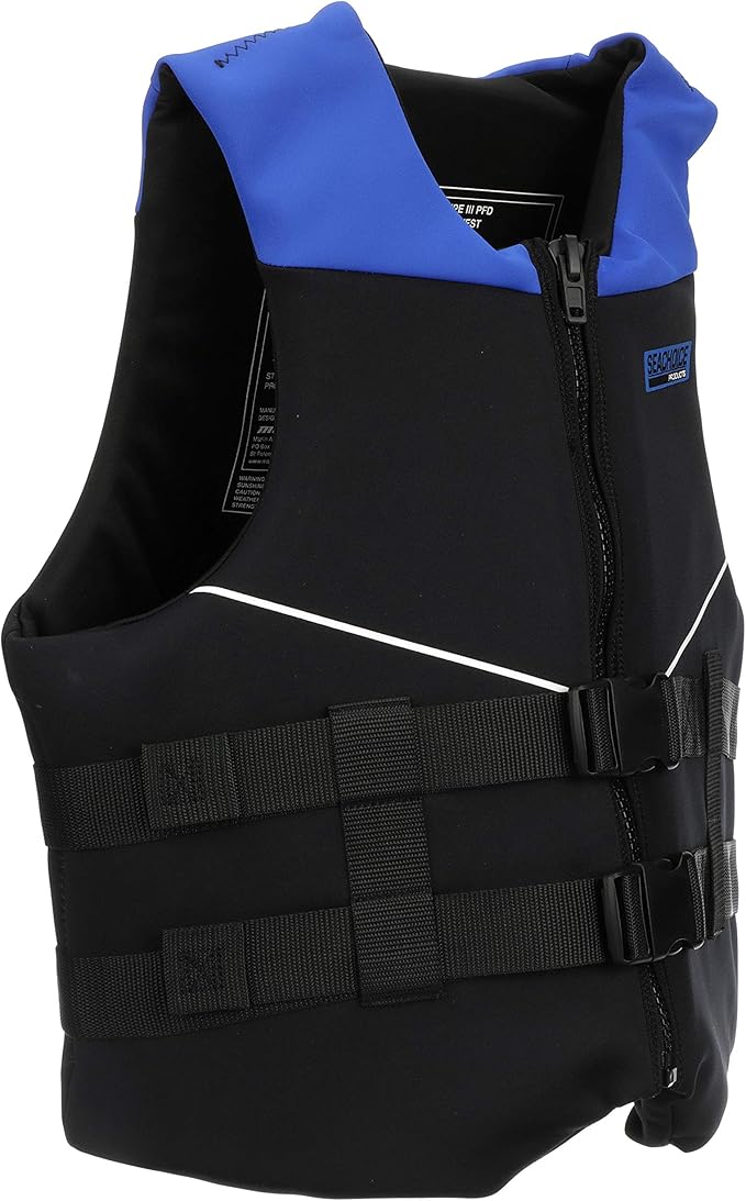 Seachoice Neoprene Multi-Sport Vest, Blue/Black, Small Size, Fits 32-36 in. Chest, Coast Guard Type III