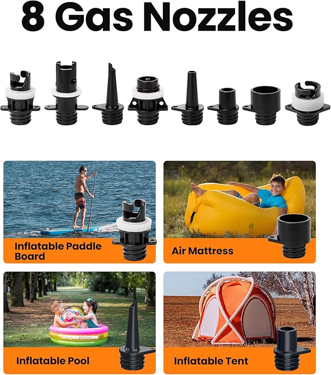 OutdoorMaster Shark 2S 88.8Wh Electric Paddle Board Pump, Rechargeable Battery for 6 SUPs Inflation & Deflation, 20PSI SUP Air Pump 12V/15.8V DC & Type-C Input, Auto-Off & 8 Nozzles for Inflatables