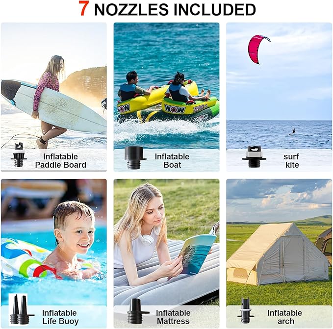 Portable Paddle Board Pump, Electric SUP Air Pump, High Pressure Inflator Rechargeable Battery-Powered for Inflatable Standup Paddleboard Kayak