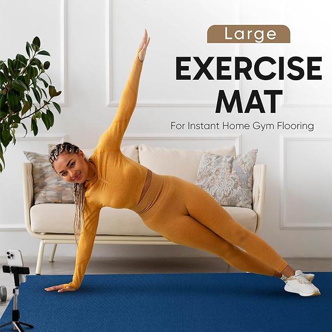 Gorilla Mats Premium Large Exercise Mat – 6x4', 7x4', x7x5', 8x4', 10x4' (1/4" Thick) Ultra Durable, Non-Slip, Workout Mat for Instant Home Gym Flooring – Great on Any Floor – Use With or Without Shoes