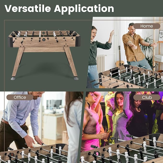 Goplus 54” Foosball Table for Adults, Competition Full Size Soccer Game Table with 2 Balls, 26 Players, Adjustable Leg Levelers, Arcade Football Table with for Kids Family Game Rooms, Bars, Parties