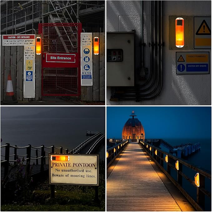 Aolyty Solar Strobe Warning Light Sensitive LED Warning Lamp Super Bright IP54 Waterproof Light Control Flashing Beacon Barricade Construction Safety Road Signs Flash Traffic Lights (Red)