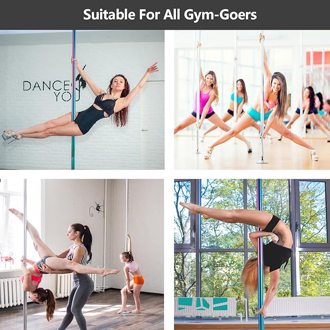 PRIOR FITNESS Premium Dance Pole Removable 45mm Spinning & Static Dancing Pole Heavy-Duty Steel Pole Dancing Pole, Adjustable Height Professional Grade Excellent for Home Exercise Club Gym