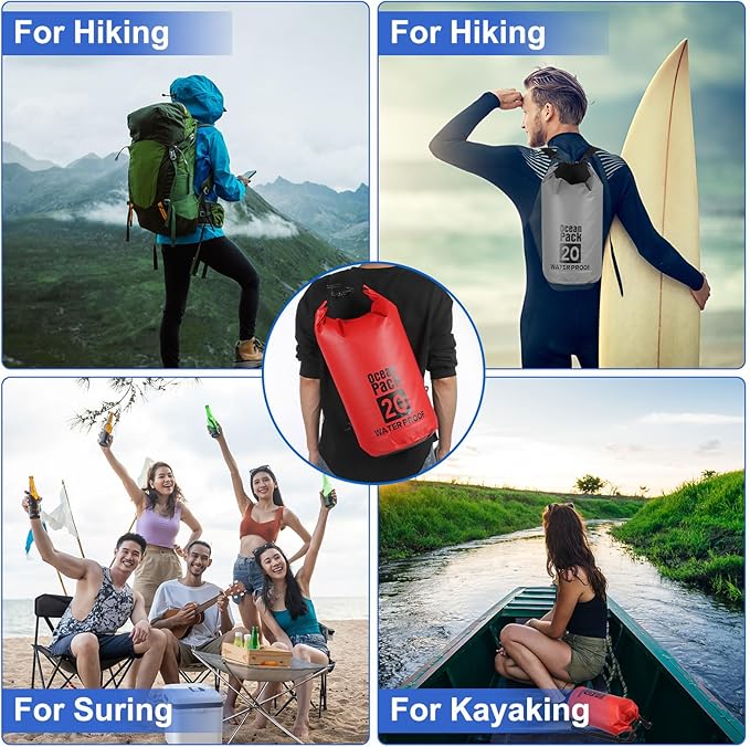 Waterproof Dry Bag, 5L Fit for Women Men Water Proof Bags Lightweight Dry Storage Floating Backpack with Whistle for Travel Backpacking Boating Kayaking (Green Camouflage)