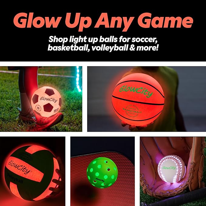 GlowCity Glow in The Dark Football - Size 3/6 Light Up Ball Gifts for Kids, Teens & Adults - Bright Football for Night Outdoor Games - Sports Birthday Gift Ideas for Boys Ages 6 7 8 9 10 11 12 13 14