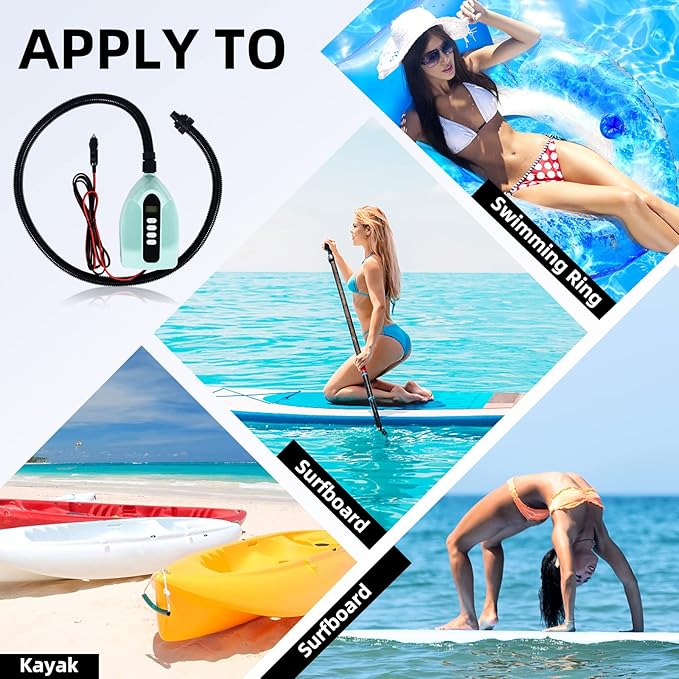 LEDONNE SUP Electric Air Pump Portable Electric Pump for SUP with Digital LCD and Power Switch Button Max Pressure17.4 PSI 12V DC Comes with Car Plug and Battery Clamps, Price-Off Promotions