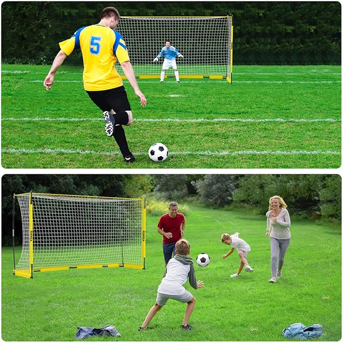 Portable Soccer Goal, Collapsible Soccer Goal Net Metal Base, Quick Setup Soccer Training Equipment with 1 Carry Bag, 1 Agility Ladder, 4 Ground Nails