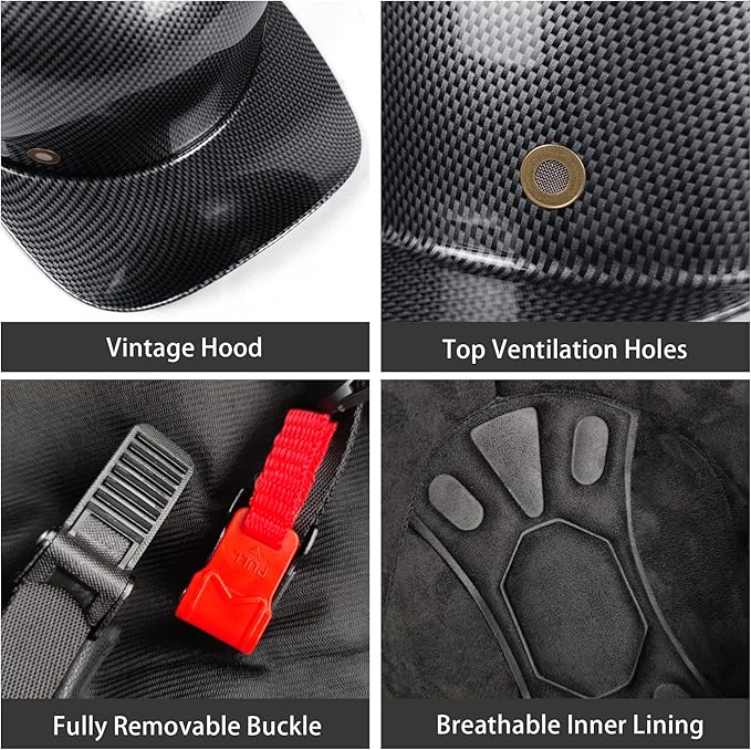 Adult Unisex Black Half Motorcycle Helmet, DOT Approved, for Chopper Moped Scooter Motorbike Electric