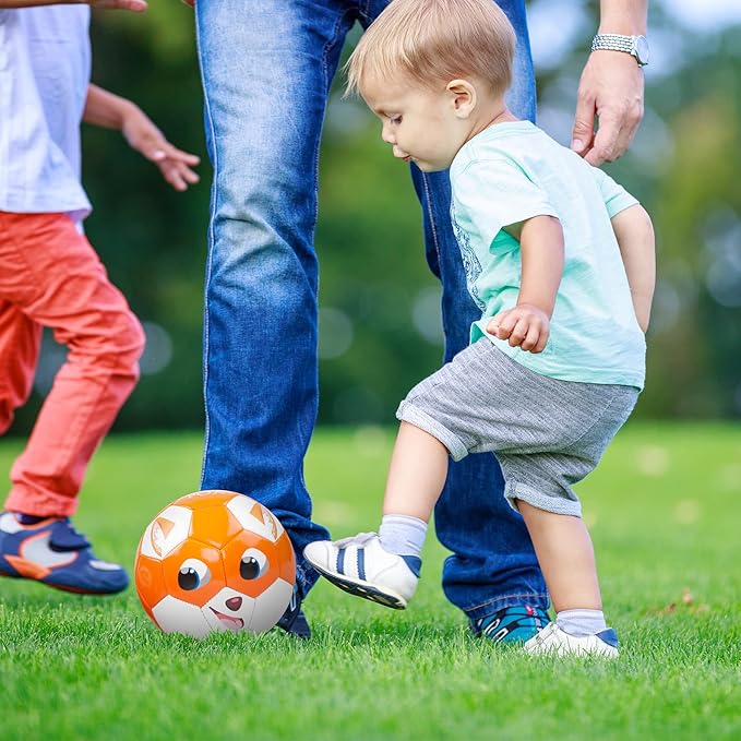 Toddler Soccer Ball Size 2 - Soft Kids Soccer Ball 2 Pack for Ages 1-3 3-5 - Cartoon Sports Toys for Boys Girls - 5.8โ Small Ball for Indoor/Outdoor Games for Yard Games