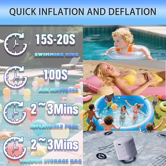 Portable-Electric-Mini-Air-Pump for Inflatables, Swimming Rings, Sleeping Pads, Vacuum Bags, Mattress, Camping Fire & Outsides Lightinge