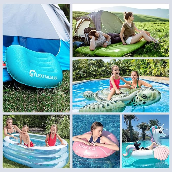 FLEXTAILGEAR Tiny Pump Portable Air Pump Ultra-Mini Air Pump with 1300mAh Battery USB Rechargeable to Inflate Deflate for Pool Floats Air Bed Air Mattress Swimming Ring Vacuum Storage Bags(Light Gray)
