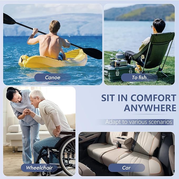 Extra Thicker Kayak Seat Cushion, Waterproof Kayak Gel Seat Cushion for Long Sitting Coccyx Sciatica Pain Relief Boat Cushion Kayak Accessories Pad for Fishing Canoe Rowing Stadium