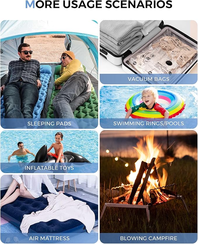 FLEXTAILGEAR Tiny Pump Portable Air Pump, Ultra-Mini with 1300mAh Battery USB Rechargeable to Inflate Deflate for Pool Floats Air Bed / Mattress Swimming Ring Vacuum Storage Bags (White)
