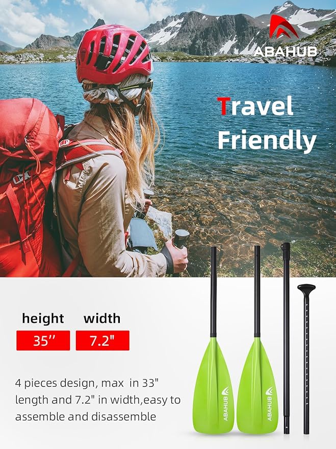 Abahub SUP Paddle - 3 Piece Adjustable Paddles - Lightweight Stand-up Paddle Oars for Paddleboard, Adjustable Aluminum Alloy Shaft 68" - 84", Black/Blue/Green/Orange/Red/Yellow Plastic Nylon Blade