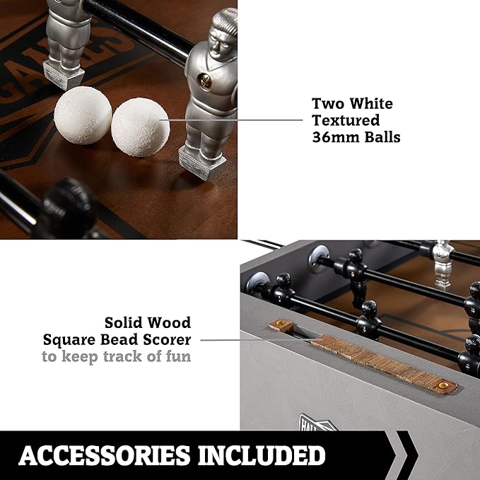 Hall of Games Foosball Tables Multiple Styles, Soccer with Durable & Stylish Designs with Tabletop Sports Soccer Balls, Perfect for Family Game Rooms