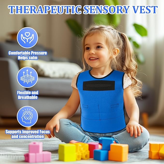 Weighted Vest for Kids, Adjustable Compression Vest for Kids, Compression Vest for Kids with ADHD and Autism Includes 6 Removable Weights, Small, Ages 2-4
