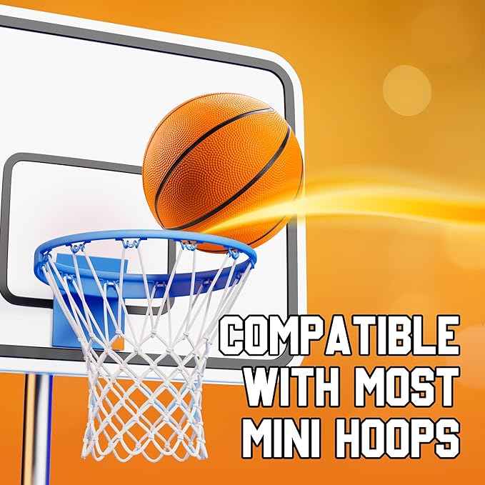 Bedwina Mini Basketballs - (2 or 4 Pack) - Rubber 7 Inch, Size 3 - Mini Hoop Outdoor Basketball Set for Small Hoops Indoor & Outdoor Pool Parties - Kids Birthday Gift, Arcade Games