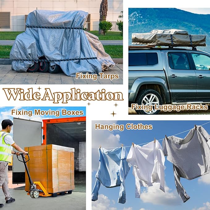 uxcell 2Pcs Adjustable Bungee Cords with Hooks, 79 Inch Flat Heavy Duty Elasticity Straps Rubber Bungee Cords with Buckle for Outdoor, Camping, Tarp, Bike Rack, Luggage, Black Green