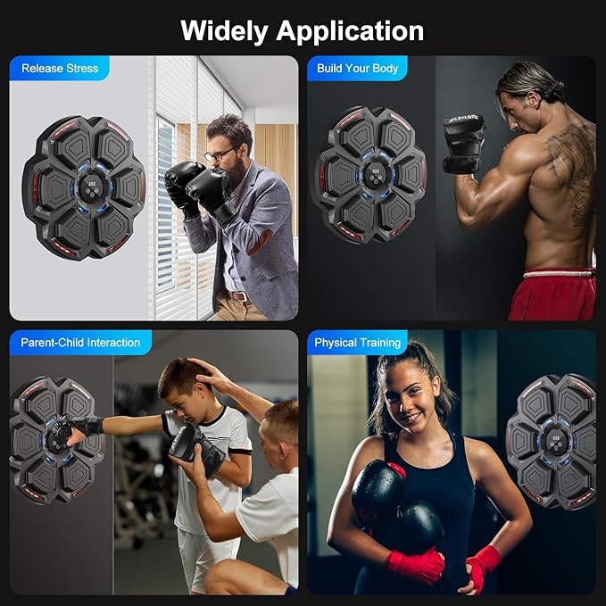 Music Boxing Machine, Smart Music Punching Machine for Adults Kids, Bluetooth Music Sync, Wall-Mounted Workout/Training Equipment with Boxing Gloves, Suitable for Home Gym Office Indoor Exercise