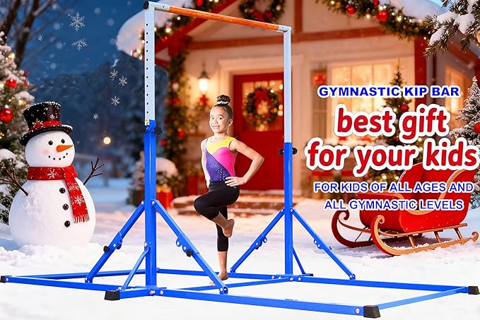 MARFULA Gymnastic Bar for Kid and Teenage Ages 3-25, 5 FT / 8 FT Base Length, 4 FT Width 5 FT Height, Gymnastic Kip Bar Horizontal Bar for Gymnast, Gymnastic Training Equipment for Home and Club Use