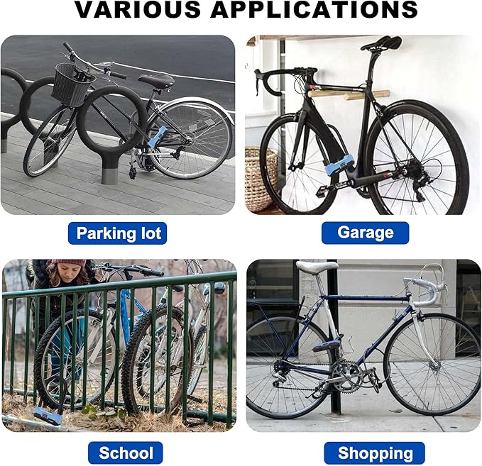 NDakter Bike Locks Heavy Duty Anti Theft,18mm Bicycle Combo U Lock with 5FT Cable, 4-Digit Resettable Combination Electric Scooter Lock with 2Keys and Bracket for Tricycle, Moped, Motorcycle (Blue)