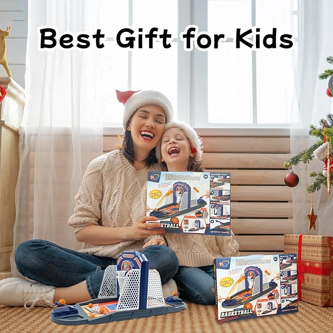 Basketball Shooting Game Toy, Funny Shooting Game, Desktop Table Basketball Games Set, Fast and Frenzied Launching ball - Including 1 Basketball Stand and 10 Balls, Gift for Kids 3 4 5 6 7 8 Year Old