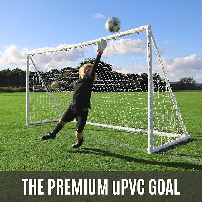 QUICKPLAY Q-Fold Soccer Goal | 30-Second Folding Design for Easy Setup | Portable & Weatherproof uPVC Soccer Goal for Backyard | Durable Post for Adults & Kids