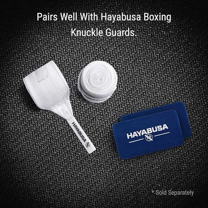 Hayabusa Gauze Boxing Hand Wraps for Men and Women Starter Thumb with Loop Hook & Loop Closure- White, 180 Inches