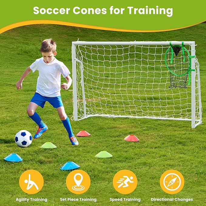 Soccer Goal 12×6, 8×6 and 6×4 FT Soccer Goals for Backyard, 2"Diameter Steel Soccer Goal for Kids and Adults Large soccer goal Powder Coated Galvanized Steel Post With Soccer Target Net for Training