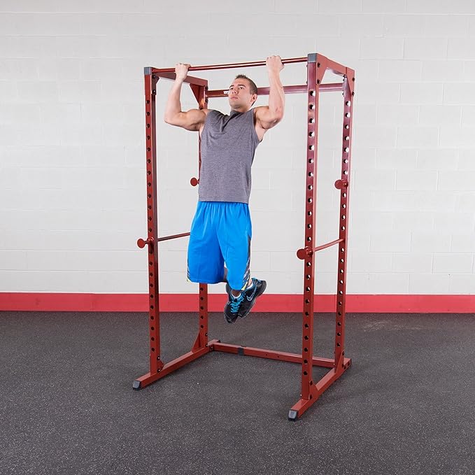Best Fitness Power Rack - 14-Gauge Steel Home Gym with 500lb Capacity, Chin Bar, 23 Adjustable Safety Bars, Optional LAT & Dip Attachments, Midnight Black