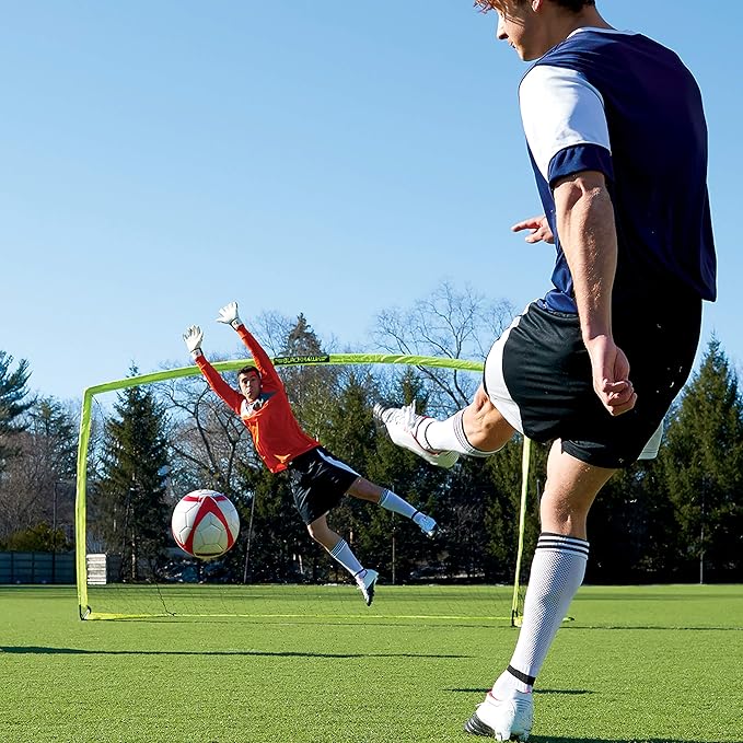 Franklin Sports Blackhawk Backyard Soccer Goal - Portable Pop Up Soccer Nets - Youth + Adult Folding Indoor + Outdoor Goals - Multiple Sizes + Colors - Perfect for Games + Practice