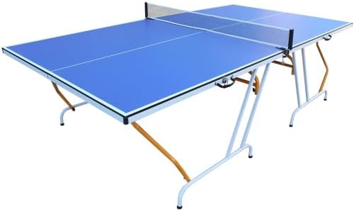 Rakon Table Tennis Table, 9×5 Foldable & Portable Ping Pong Table Set with 2 Table Tennis Paddles, 3 Balls and Net for Indoor Outdoor Game, Blue