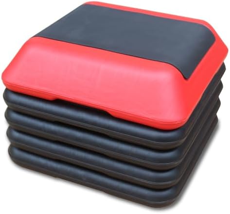 16" x 16" Height-Adjustable Step Aerobics Platform Fitness Equipment Stepper Trainer Exercise Step Platform with 4 Riser