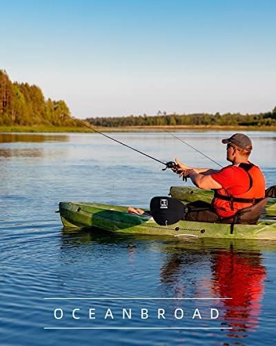 OCEANBROAD Adjustable Carbon Fishing Kayak Paddle - 94in/240cm-98in/250cm-102in/260cm Carbon Fiber Shaft with Paddle Leash